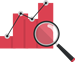 Picto loupe Picto analyse d'un diagramme avec une loupe